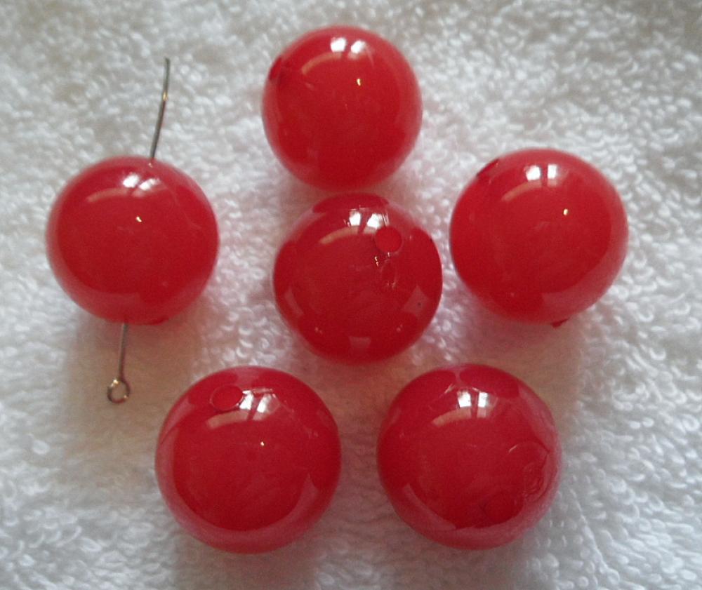 Korálky MILK plast 20mm (červená-1ks)