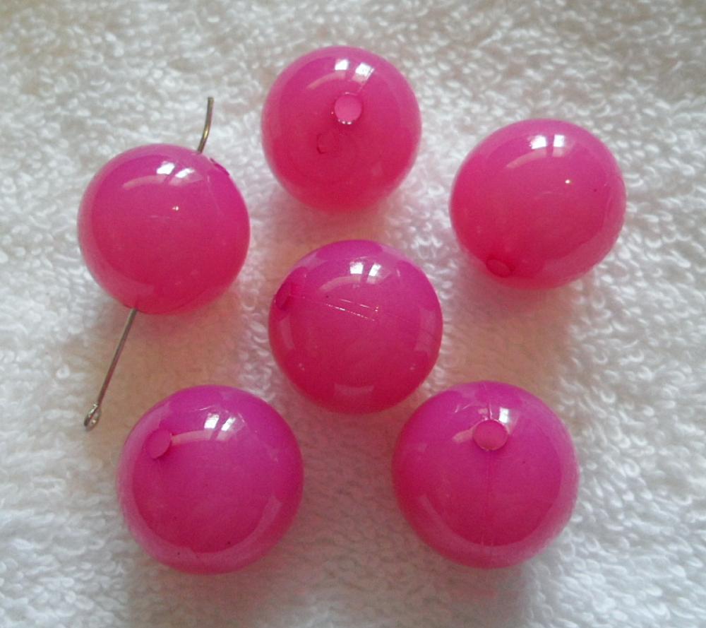 Korálky MILK plast 20mm (ruž.fialová-1ks)