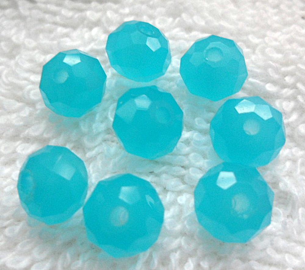 Sklenená rondelka 8x6mm-1ks (sv.modrá mliečna)