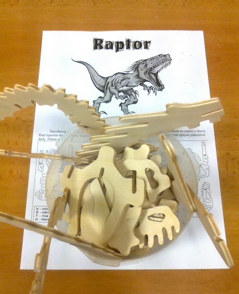 3D PUZZLE dinosaurus RAPTOR stavebnica - 62cm