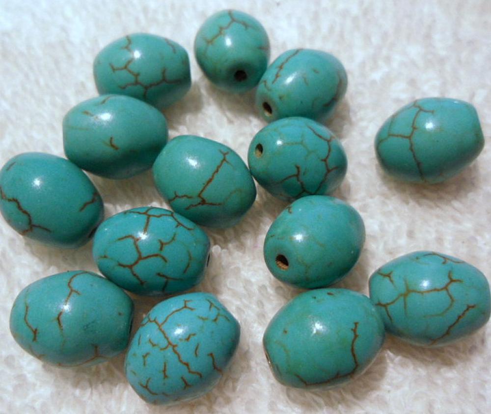 Syntetický kameň-tyrkenit-1ks (oliva 10x12mm)