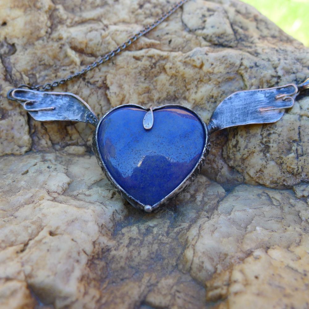Srdce s krídlami - modrý kremeň