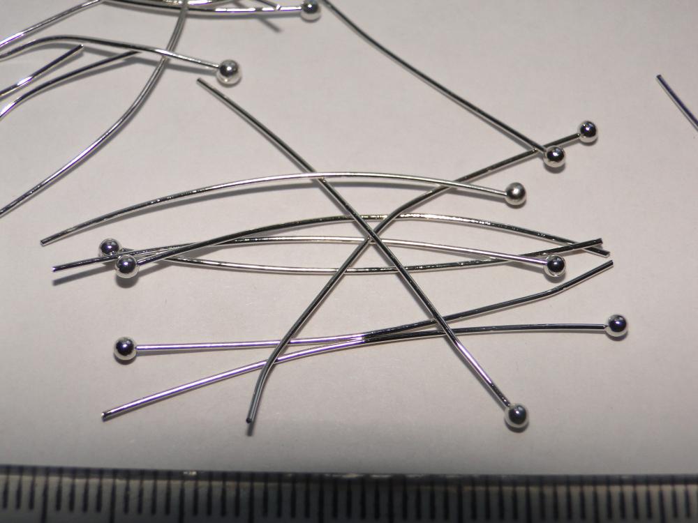 Ketlovací nit s guličkou-platina (40mm-10ks)