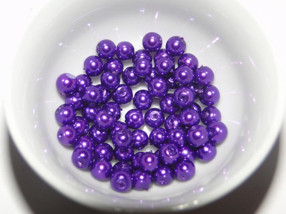 Voskované perly 4mm-60ks (fialová tm)