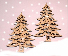 Dekorácie - stromček vyrezávaný - drevená vianočná ozdoba - 1005930