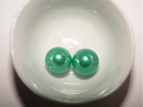 Korálky - Voskované perly 12mm-2ks (zelená pastel) - 1044124