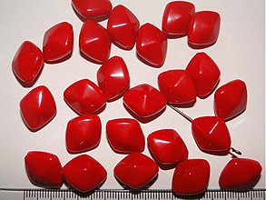 Korálky - Korálky COLOR plast 14x16mm (červená-10ks) - 1044575