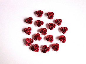 Korálky - Kov.ružička 10mm-16ks (červená) - 1202385