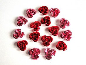 Korálky - Kov.ružička 10mm-MIX 16ks (ruž+červ) - 1202401