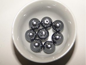 Korálky - Voskované perly 10mm-8ks (tm.šedá) - 1272787