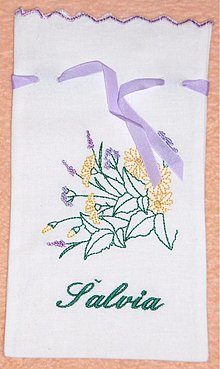 Úžitkový textil - vrecúško na bylinky-vyšívané - 1350169