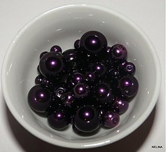 Korálky - Voskované perly MIX4-12mm (fial.veľmi tmavá) - 1360933