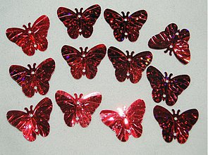 Galantéria - Flitre motýlik 18x22mm-20ks (hol.červená) - 1369383