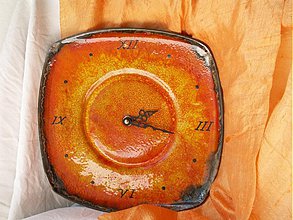 Hodiny - Nástenné hodiny, oranžové, keramické " slnečné " - 1391376