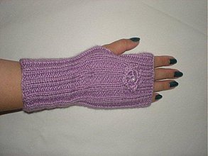 Rukavice - Ručne pletené rukavice - fialkové - 1450789