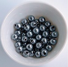 Korálky - Plast.perličky 6mm-50ks (šedá tmavá) - 1504300