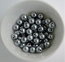 Korálky - Plast.perličky 6mm-50ks (sv.šedá) - 1504305