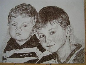 Kresby - Maťko a Kubko :-) - portrét A3 - 1518046