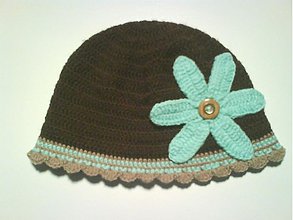 Detské čiapky - Háčkovaná čiapka - tmavo hnedá - SKLADOM - 1520691