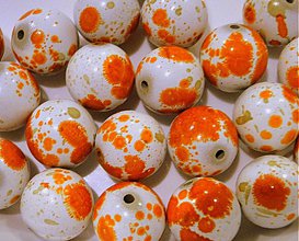 Korálky - Korálky DALMATIN plast 20mm (oranžová-1ks) - 1546027