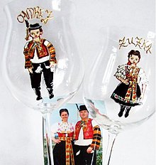 Nádoby - Ručne maľované svadobné poháre Slovenská svadba - 1555802