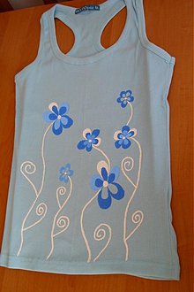 Topy, tričká, tielka - kvety na modrom - 1560190