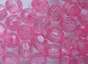 Korálky - Korálky-plast fazet 6mm-50ks (ružová) - 1576522