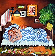 Obrazy - Čtyři v posteli a pes - 164793