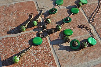 Sady šperkov - Zelená perleť v medenom šate - 167863