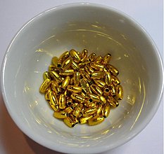 Korálky - Ryža plast 3x6mm-100ks (zlatá) - 1682661