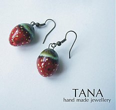 Náušnice - Tana sperky - keramika/zlato, jahôdky - 1754898
