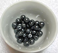 Korálky - Voskované perly 6mm-30ks (šedá tmavá) - 1792053