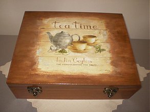 Úložné priestory & Organizácia - Morená čajová krabica - 12 priečinkov - motív Tea Time - 1793650