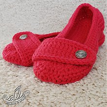 Ponožky, pančuchy, obuv - Háčkované ružové balerínky - 1803894
