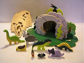 Hračky - Jaskyňa s dinosaurami - drevená skladačka - 1826107