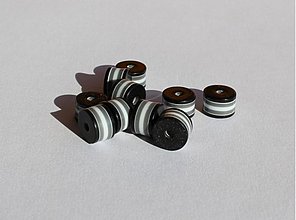 Korálky - Plastové valčeky 6x8 mm - čierne / 10ks - 1885229