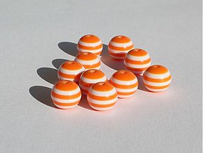 Korálky - Plastové guličky 10 mm - oranžové / 10 ks - 1885362