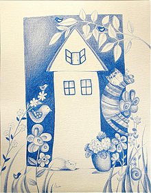 Kresby - Modrý domček - 1888798