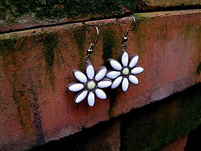 Náušnice - Margarétka biela, malá - 1968224