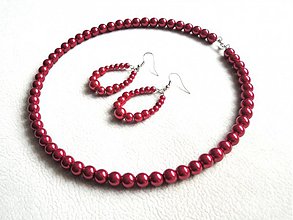 Sady šperkov - set červené perly - 2041389