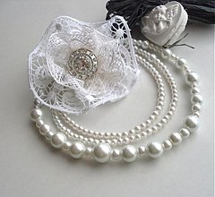 Náhrdelníky - Pre ľadovú kráľovnú (náhrdelník + brošňa) - 2100991