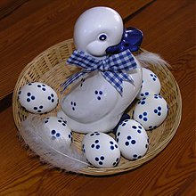 Dekorácie - Velikonoční dekorace - kachna s vajíčky - 2114888