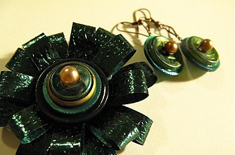 Sady šperkov - naušky gombičky s brošničkou - 2145820