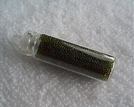 Korálky - Sklenené guľôčky 0,7mm-1ks (8-transp.olivová) - 2150689
