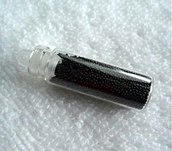 Korálky - Sklenené guľôčky 0,7mm-1ks (14-transp.čierna) - 2150714