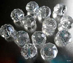 Korálky - Sklenená rondelka 10x7mm-1ks (krystal) - 2183670