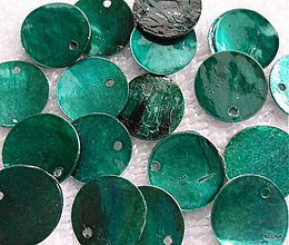 Korálky - Placička perleť 15mm-1ks (smaragd) - 2184357