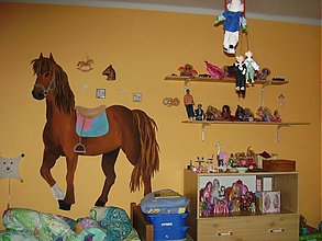 Kresby - maľba na stenu - kôň v detskej izbe - 21910