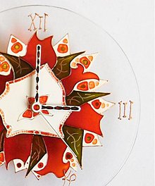 Hodiny - Ručne maľované sklenené hodiny: Kvet - 2209647