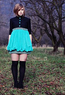 Šaty - Jesenná tyrkysová bublinka   - 224050